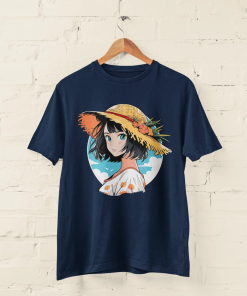 Straw Hat Anime Girl Summer T-Shirt Kawaii…