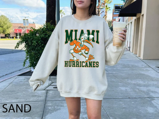 Vintage 90s University Of Miami Hurricanes Embroidered Crewneck Sweatshirt Sportswear