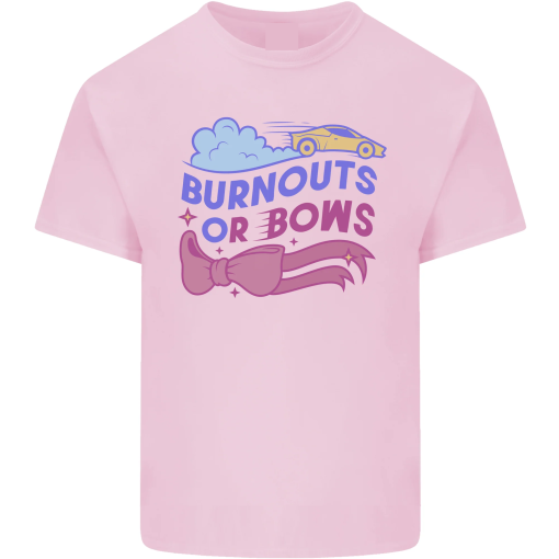 Burnouts or Bows Gender Reveal New Baby Pregnant Mens Cotton T-Shirt Tee Top