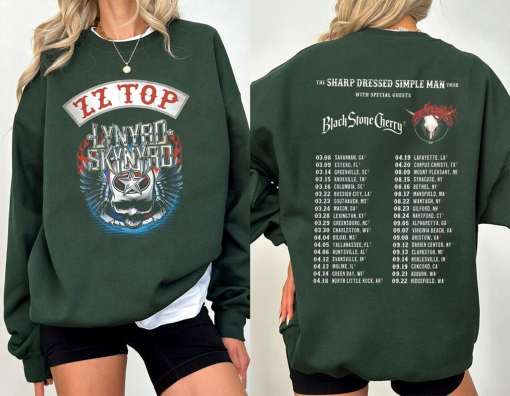 Lynyrd Skynyrd Z-Z Top Tour 2024 Shirt, Sharp Dressed Simple Man US Tour Sweatshirt, Z-Z Top World Tour, 2024 Music Concert, Shirt For Fan