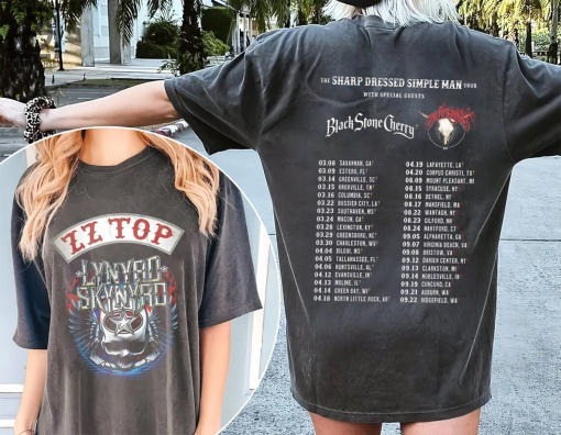 Lynyrd Skynyrd Z-Z Top Tour 2024 Shirt, Sharp Dressed Simple Man US Tour Sweatshirt, Z-Z Top World Tour, 2024 Music Concert, Shirt For Fan