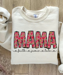 Heart Print Mama shirt, Hearts Mama shirt,…