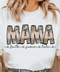 Boho Flowers Floral Mama shirt, Floral Print…