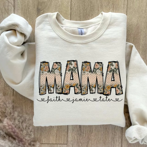 Boho Flowers Floral Mama shirt, Floral Print Mama Design, Boho Spring Mama With Editable Kids Names, Custom Mama shirt, Mother’s Day shirt