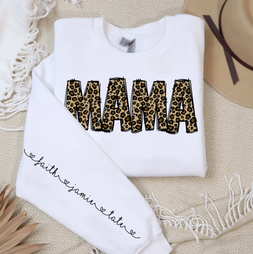 Leopard Print Mama shirt, Leopard Print Mama Design, Mama shirt With Editable Kids Names, Animal Print Mom Design, Custom Mama shirt, Mother’s Day