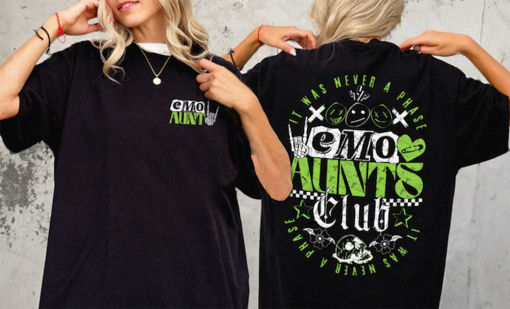 Emo Aunts Club Graphic Tshirt Unisex XS-5XL / Custom It was Never a Phase Auntie Life Shirt Aunt Gift for Her Aunt Tee Elder Emo Club