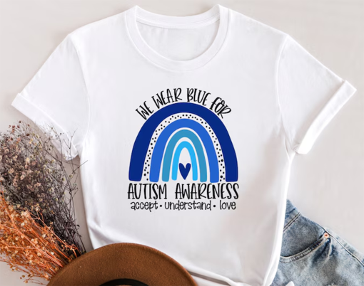 Autism Shirts Awareness T Shirt, In April We Wear Blue, Autism Tee , Trendy Autism Shirt, Ribbon Autism, Autism Group shirts, Autism Support