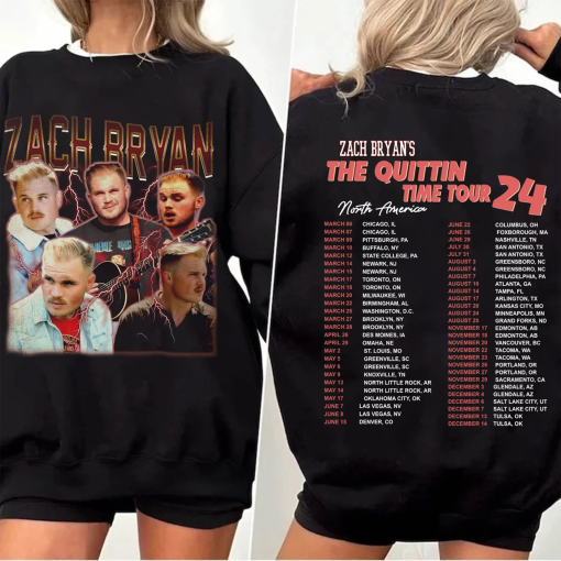 Vintage Za.ch Brya.ns The Qui.ttin Time Tour 2024 Shirt,Zac.hs Brya.ns Fan Shirt, Western Music Lover Gift