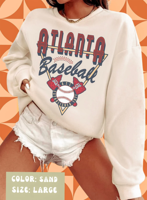 Vintage Style Atlanta Baseball Sweatshirt, Atlanta Baseball Unisex Tshirt, Retro Baseball Shirt For Mens Womens, Gameday Shirt