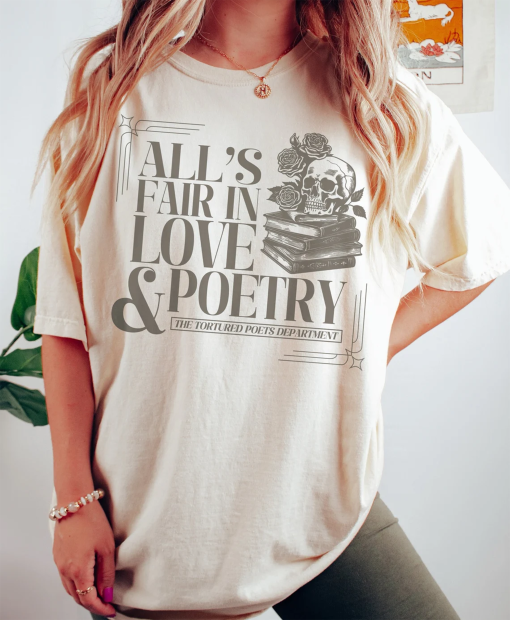 All’s Fair In Love And Poetry The Tortured Poets Department New Album Unisex Oversized Tshirt Graphic Tee Swiftie Merch Eras Tour Shirt