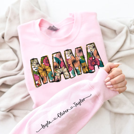 Floral Mama shirt, Mama Flower Glitter shirt, Mama Flower with Kids Names, Mama floral, Custom Mama groovy shirt, Mother’s Day Gift, Mama Design