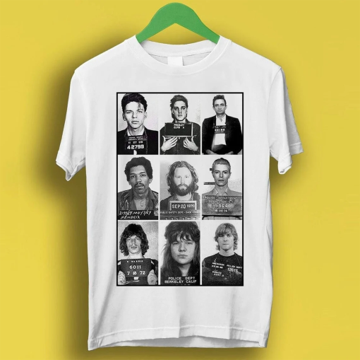 Celebrities Mugshot Rock Stars Music Gift Funny Tee Style Unisex Gamer Cult Movie Music T Shirt P1447