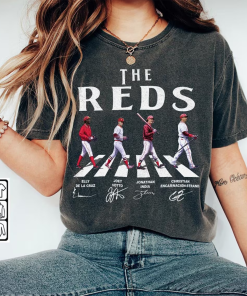 Reds Walking Abbey Road Signatures Baseball Shirt,…