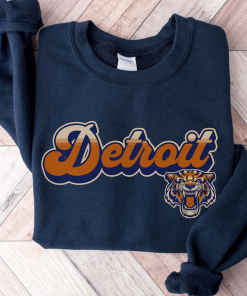 Retro Detroit Baseball Sweatshirt, Tigers Crewneck Graphic…