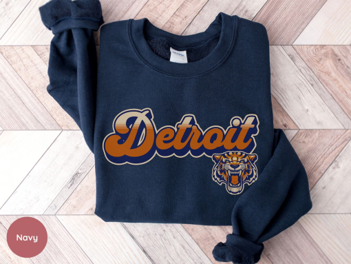 Retro Detroit Baseball Sweatshirt, Tigers Crewneck Graphic Tee, Baseball Season TShirt, Baseball Lover Gift, Crewneck Sweatshirt