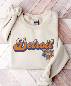 Retro Detroit Baseball Sweatshirt, Tigers Crewneck Graphic…