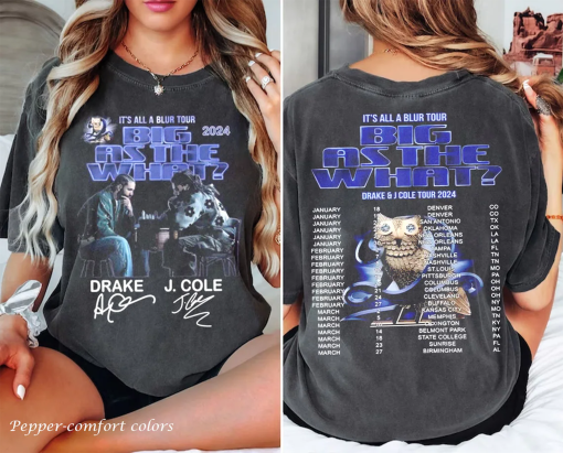 Vintage It’s All A Blur Big as the What 2024 Tour Double Sided Shirt,Drake J Cole Tour 2024 T-Shirt,Drake J Cole Fan Rap Shirt,Gift for fans