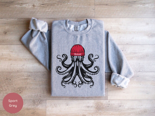 Detroit Hockey Sweatshirt, Octopus Hockey T-Shirt, Gift for Hockey Lover, Detroit Hoodie, Octopus Graphic Tee, Detroit Shirt, Kids Shirt