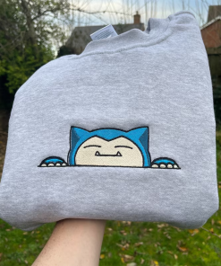 Snorlax Sweatshirt – Pokemon Inspired Embroidered Sweatshirt…