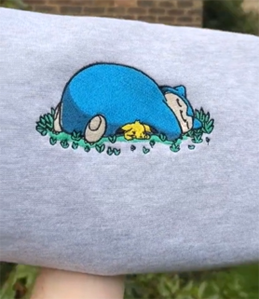 Snorlax Sweatshirt – Snorlax Inspired Embroidered Tshirt – Cute Pokemon Gift – Pokemon Adult Gift