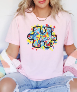 Colorful Puzzle Piece Autism Awareness Shirt, Watercolor…