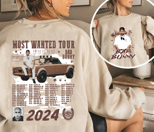 Bad Bunny Most Wanted Tour Sweatshirt, Bad Bunny Merch