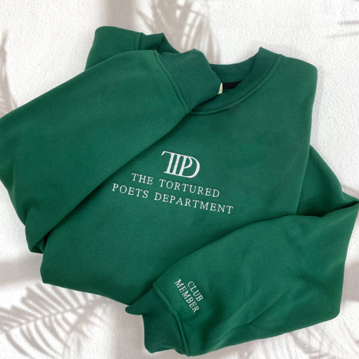 The Tortured Poets Department Embroidered Sweatshirt, TTPD Inspo Sweatshirt, Gift for Her,Tortured Poets, Song Embroidery