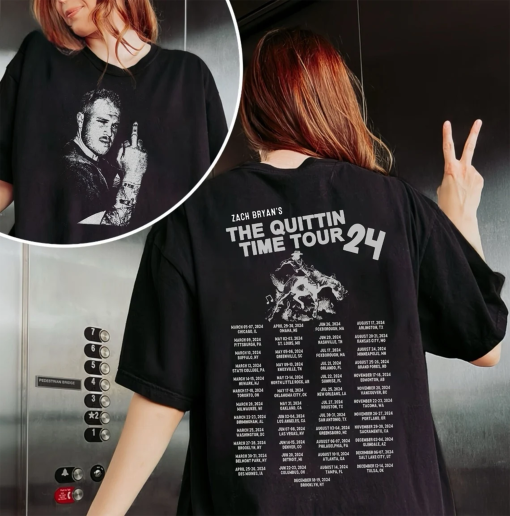 Zach Bryan The Quittin Time Tour Comfort Colors Shirt, Zach Bryan Tour 2024 Shirt, Funny Middle Finger Shirt, Country Music Hoodie