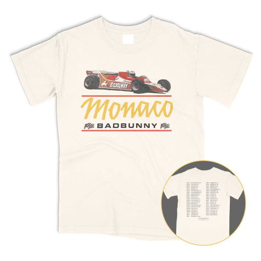 MONACO F1 Car Most Wanted Tour 2024 Merch T shirt Cream Ivory Benito DOUBLE sided