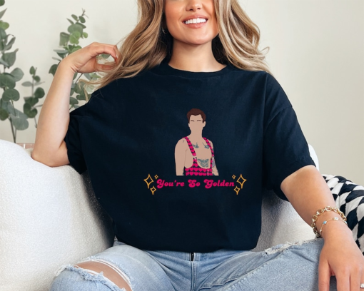 Harry styles merch tshirt ‘you’re so golden’. Merchandise Hslot love on tour song lyric art gift for her. Present idea your so golden top