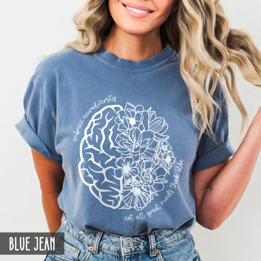 Teacher Tshirt, Not all great minds think alike, Autism Awareness, Neurodiversity Inclusion, SPED Teacher flower Brain Shirt