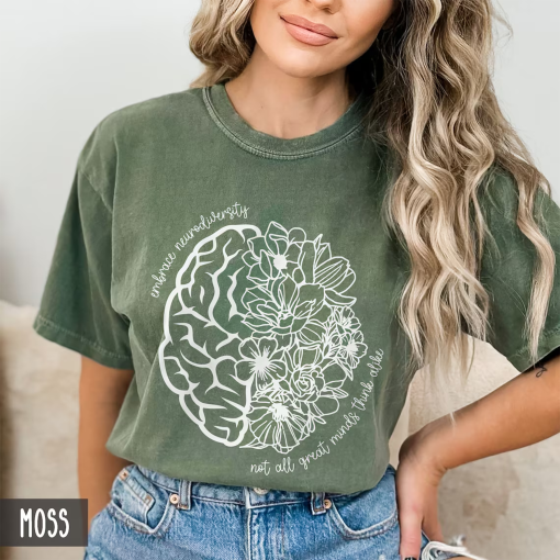 Teacher Tshirt, Not all great minds think alike, Autism Awareness, Neurodiversity Inclusion, SPED Teacher flower Brain Shirt