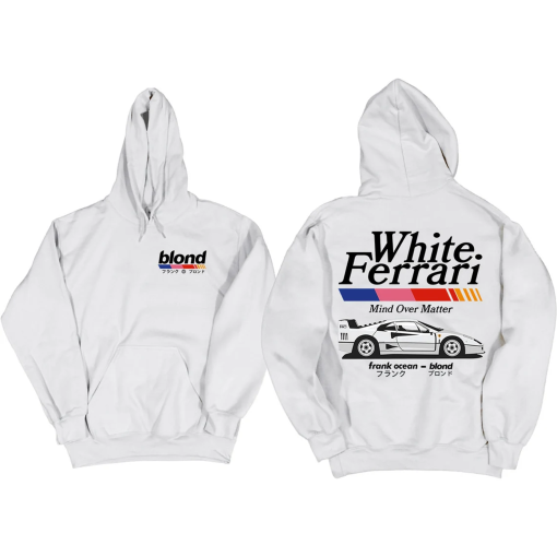 Frank Ocean BLOND WHITE FERRAR! v2 Hoodie | blond album | blonded | music gift | cool gift ideas | Trends Exclusive | Car Hoodie | y2k