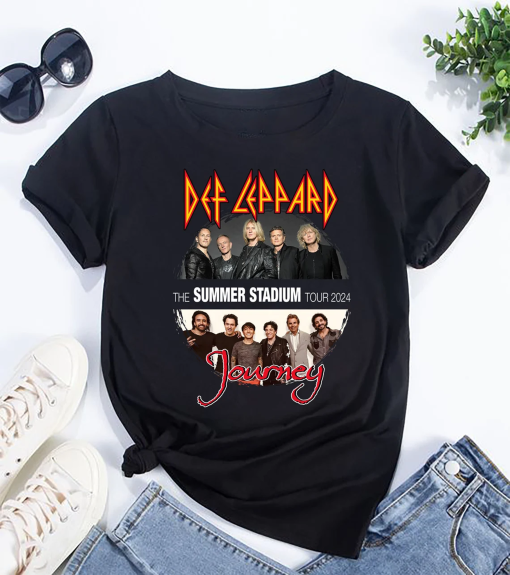 Def Leppard And Journey 2024 Tour T-Shirt, The Summer Stadium Tour 2024 Shirt, Def Leppard Fan Shirt, Journey Band Merch, Rock Music Shirt