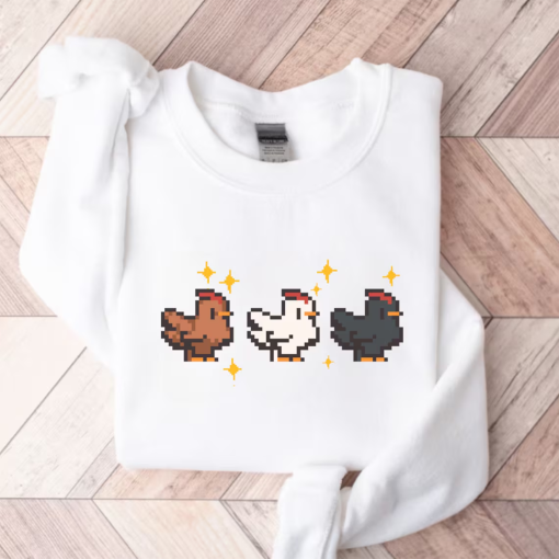 EMBROIDERED Stardew Valley Chicken Sweatshirt, Perfect Gift for Gamers, Stand out with Gaming-inspired Fashion, Handcrafted Gaming Apparel