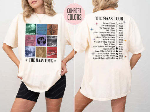 Sarah J. Maas Eras Tour Comfort Colors Shirt – The Maas Tour Tee, ACOTAR, Crescent City, Throne of Glass Merch, SJM Fan Apparel