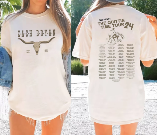 Zach Bryan The Quittin Time Tour Shirt, Zach Bryan Shirt, Country Music Shirt, Western Style Shirt, Tour 2024 Shirt