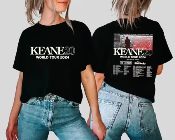 Keane20 World Tour 2024 Shirt, Hopes And Fears Concert Band Fan T-Shirt, Keane Fan Gift Shirt, Keane Merch, Gift for Fans