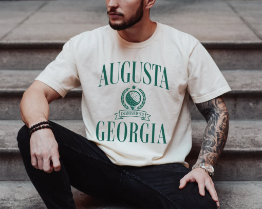 Augusta, Georgia Comfort Colors Short Sleeve T-Shirt | Vintage, Retro Style Golf Country Club Shirt | Gift for Golfer, Him, Her | Golf Trip