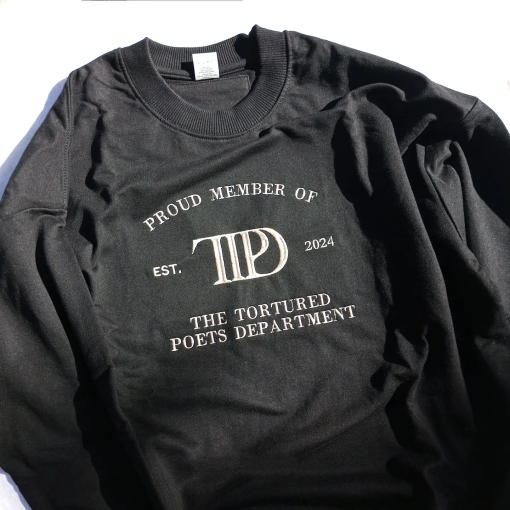 Tortured Poets Department Embroidered Sweatshirt, Crewneck, TS, Album, TTPD, Crewneck, T-Shirt