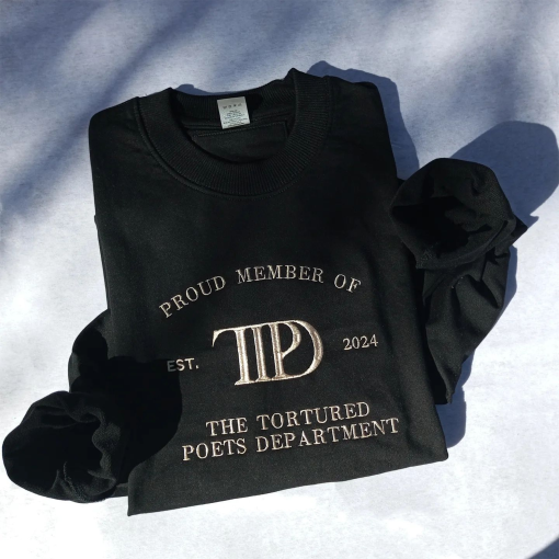 Tortured Poets Department Embroidered Sweatshirt, Crewneck, TS, Album, TTPD, Crewneck, T-Shirt