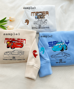 Cars Characters Couple Sweatshirt, Personalized Friend Gift,…