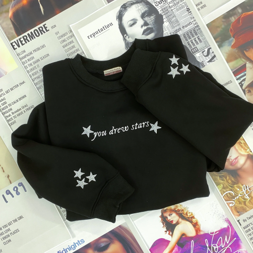 You Drew Stars Cardigan Glitter Embroidered Shirt