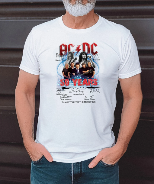 ACDC Band 50th Anniversary 1973 – 2023 Signature T-Shirt, ACDC TShirt, Rock and Roll Shirt