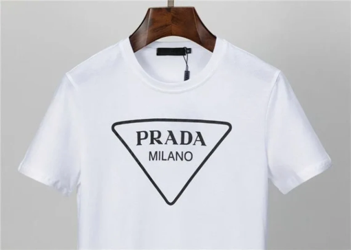 White Vintage Prada t shirt with Black triangular