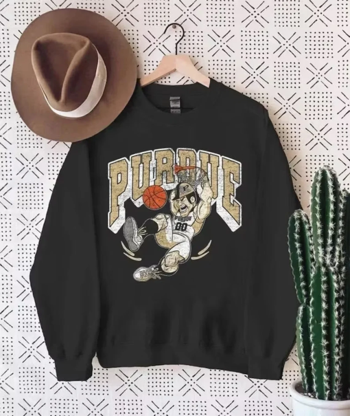 Retro Vintage Distressed Purdue Basketball Unisex Heavy Blend Crewneck Sweatshirt