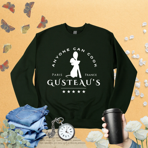 Anyone Can Cook Gusteau’s Sweatshirt, Cooking Sweater, Ratatouille Sweat, Remy Gusteaus Sweat, Funny Film Sweatshirt, Funny Movie Sweatshirt