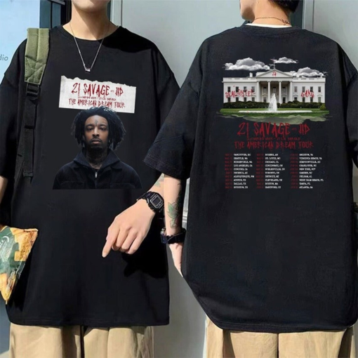 21 Savage Tour 2024 Shirt, The American Dream Tour 2024 Shirt 2 Sides Shirt, Rap Hip Hop, Concert Tee, 21 Savage Fan Gift, 21 Savage Merch