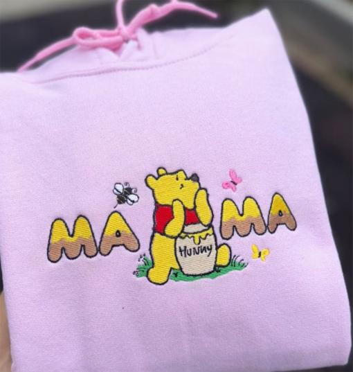 Embroidered Mama Bear pooh shirt; Embroidered Sweatshirt for Mom, Mama EST , Gift for Mom