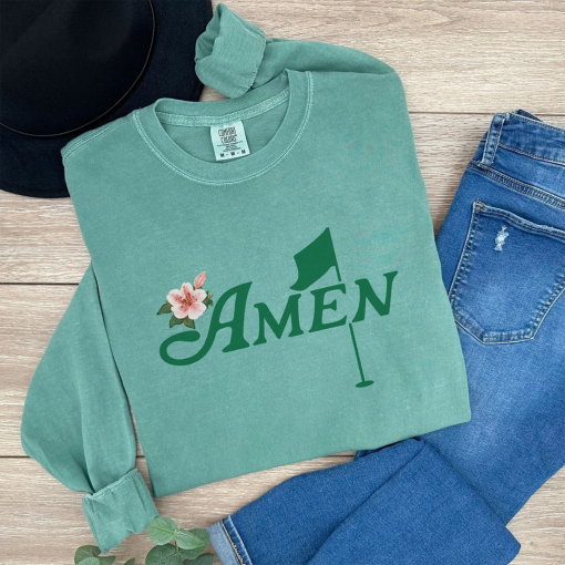 Amen Masters Golf Shirt, Masters Azalea Tshirt, Golf Comfort Color Tee for Men Women, Golf Masters Party Gift, Pink Golf Girl Flower Shirt